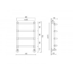 LUNA 432 Полотенсушитель водяной, лесен.4М int.360,chrome