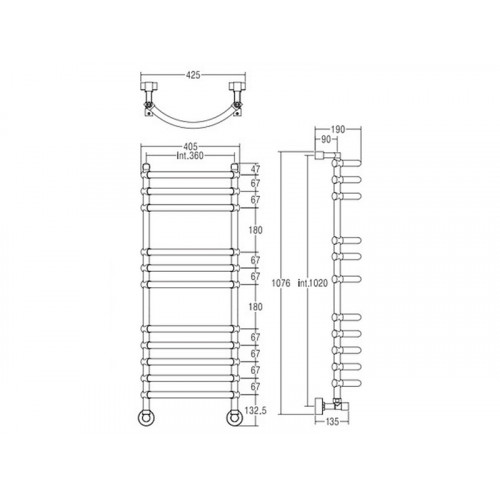 LUNA 434 Полотенцесушитель водяной.лесен.11М int.360,chrome