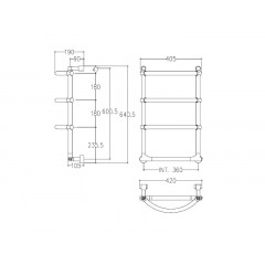 LUNA 523 Полотенцесушитель эл.с выключателем,4 лесенки,int.360mm, цвет хром