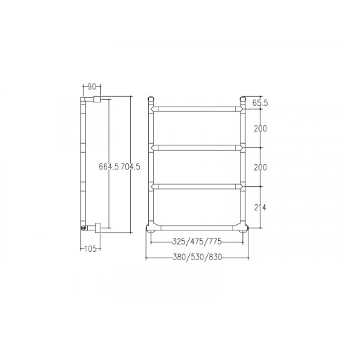SERENO 572/M Полотенцесушитель электрический DX int.475, 4M chrome