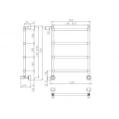 SOLE 442 Полотенцесушитель водяной, лесен.4М int.470,chrome