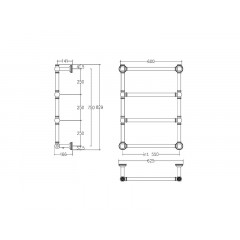 ARMONIA 9-512 Полотенцесушитель электрический ,4 лесен., выкл.справа,int.550, chrome