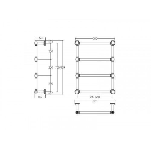 ARMONIA 9-512 Полотенцесушитель электрический ,4 лесен., выкл.справа,int.550, chrome