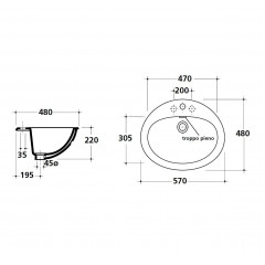 GALASSIA Eloise 6000 - Раковина врезная 57*48 см