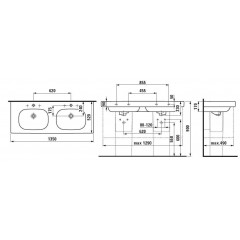 Laufen LB3 8.1468.3.000.104.1 Раковина двойная на 135 см