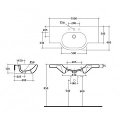 Galassia M2 5236 Раковина-столешница на 100 см