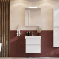 Roca Oleta зеркальный шкаф левый 600 мм, 600х137х700 мм, c LED-светильником, включение от общего выключателя, белый матовый (Новый артикул)