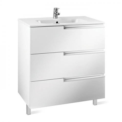 Roca Victoria Nord ICE EDITION модуль для раковины 800 мм, 786x450x735 мм, c 3 ящиками, белый глянец