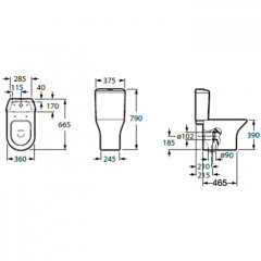 Roca Leon чаша унитаза напольная 360x615x390 мм, с двойным выпуском, белый