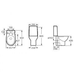 Roca Victoria Nord чаша унитаза напольная 295x650x420 мм, с горизонтальным выпуском, белый