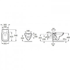 Roca ПЭК Debba чаша унитаза подвесная Rimless, с инсталляционной системой, сиденье с крышкой тонкое, белый