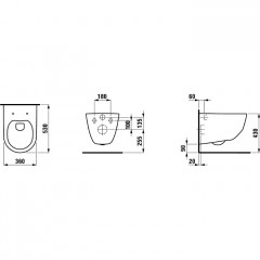 Roca Leon чаша унитаза подвесная Rimless 360x530x355 мм, с горизонтальным выпуском, белый