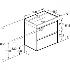 Roca Ona модуль для раковины 600 мм, 585x450x565 мм, с 2 ящиками, белый матовый