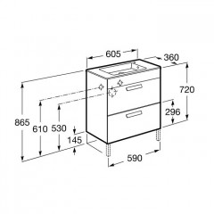 Roca Debba модуль для раковины 600 мм, 590x360x707 мм, с 2 ящиками, белый глянец
