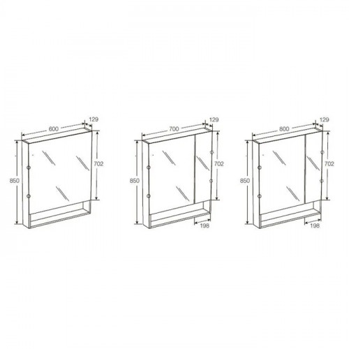 Roca The Gap Original зеркальный шкаф 800 мм, 800x129x850 мм, с LED-светильником, блоком с розеткой, включение от общего выключателя, белый матовый