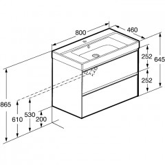 Roca Ona модуль для раковины 800 мм, 785x450x565 мм, с 2 ящиками, белый матовый