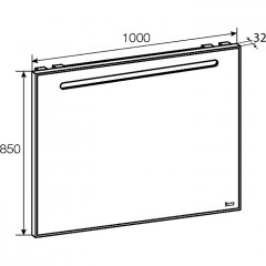 Roca The Gap Original зеркало 1000 мм, 1000x32x850 мм, с LED-подсветкой сверху, системой антизапотевания, выкл-кнопкой внизу под зеркальным полотном