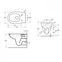Roca Debba Round чаша унитаза подвесная Rimless 355x540x345 мм, с горизонтальным выпуском, белый