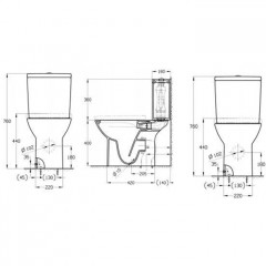 Roca Debba Round чаша унитаза напольная Rimless 355x655x400 мм с двойным выпуском, белый