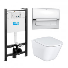 Roca The Gap чаша унитаза подвесная Rimless 340x540x345 мм, с инсталляционной системой, сиденье с крышкой, с клавишей смыва, белый