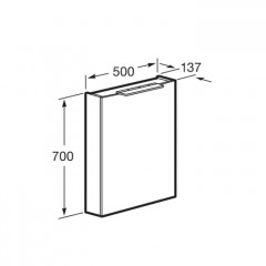 Roca Oleta зеркальный шкаф правый 500 мм, 500х137х700 мм, c LED-светильником, включение от общего выключателя, белый глянец (Новый артикул)