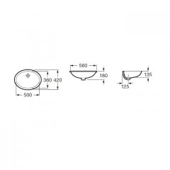 Roca Berna раковина, встраиваемая снизу 560x420x180 мм, белый