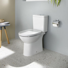 Roca Debba Round чаша унитаза напольная Rimless 355x655x400 мм с двойным выпуском, белый