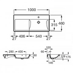 Roca The Gap Plus раковина мебельная правая 1000x460x175 мм, белый