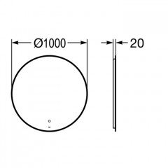 Roca Luna зеркало круглое 1000 мм, 1000х20х1000 мм, с LED-подсветкой по периметру, с сенсорным выключателем с диммером