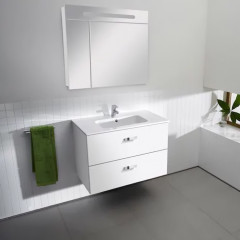 Roca Victoria Nord зеркальный шкаф правый 600 мм, 606x141x810 мм, с LED-подсветкой сверху, включение от общего выключателя, белый глянец