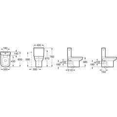 Roca Dama Senso бачок с механизмом двойного смыва 6/3 л, 400x170x405 мм, с нижним подводом воды, белый