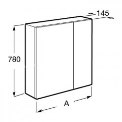 Roca Ronda зеркальный шкаф 600 мм, 600x145x780 мм, с LED-подсветкой сверху, блоком с розеткой и выключателем-кнопкой с диммером, белый матовый