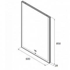 Roca Aneto зеркало прямоуг. 600 мм, 600x29x850 мм, c LED-подсветкой(кроме верхней стороны), с системой антизапотевания, сенсорным выкл. с диммером