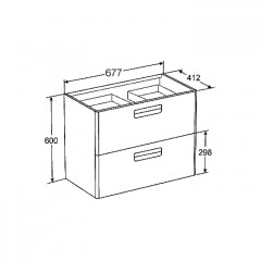 Roca The Gap Original модуль для раковины 700 мм, 677x412x600 мм, с 2 ящиками, белый глянец