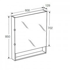 Roca The Gap Original зеркальный шкаф 600 мм, 600x129x850 мм, с LED-светильником, блоком с розеткой, включение от общего выключателя, белый глянец