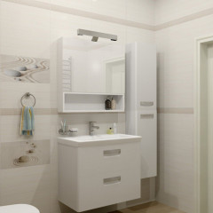 Roca The Gap Original зеркальный шкаф 600 мм, 600x129x850 мм, с LED-светильником, блоком с розеткой, включение от общего выключателя, белый глянец