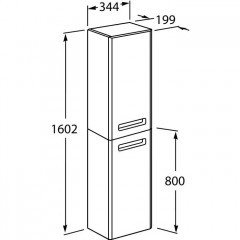 Roca The Gap Original шкаф-колонна левый 1600 мм, 344x199x1602 мм, белый матовый