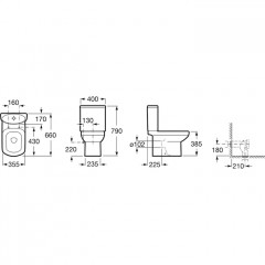 Roca Dama Senso чаша унитаза напольная 400x660x385 мм, с двойным выпуском, белый