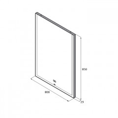 Roca Aneto зеркало прямоуг. 800 мм, 800x29x850 мм, c LED-подсветкой (кроме верхней стороны), с системой антизапотевания, сенсорным выкл.с диммером