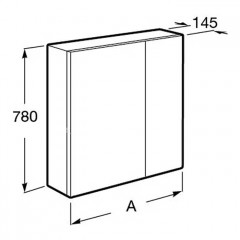 Roca Ronda зеркальный шкаф 700 мм, 700x145x780 мм, с LED-подсветкой сверху, блоком с розеткой и выключателем-кнопкой с диммером, белый матовый
