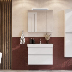 Roca Oleta зеркальный шкаф 800 мм, 800х137х700 мм, c LED-светильником, включение от общего выключателя, белый глянец (Новый артикул)