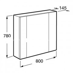 Roca Ronda зеркальный шкаф 800 мм, 800x145x780 мм, с LED-подсветкой, сверху, блоком с розеткой и выключателем-кнопкой с диммером, белый матовый