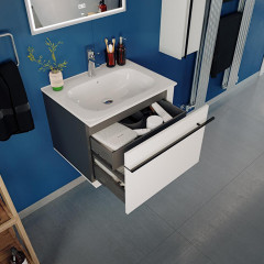 Roca Aneto модуль для раковины 600 мм, 585x450x429 мм, с 2 ящиками (один внешний, второй внутренний), белый глянец/черный матовый