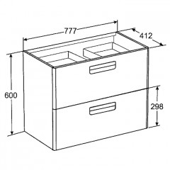Roca The Gap Original модуль для раковины 800 мм, 777x412x600 мм, с 2 ящиками, белый глянец