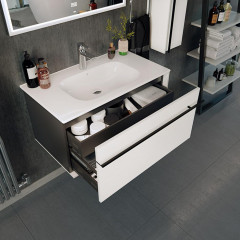 Roca Aneto модуль для раковины 800 мм, 785x450x429 мм, с 2 ящиками (один внешний, второй внутренний), белый глянец/черный матовый