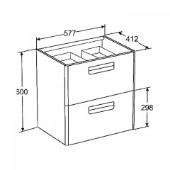 Roca The Gap Original модуль для раковины 600 мм, 577x412x600 мм, с 2 ящиками, белый глянец