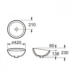 Roca BOL раковина накладная D420x230 мм, белый