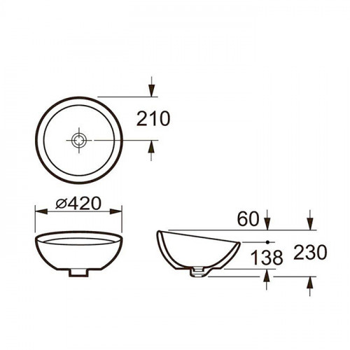 Roca BOL раковина накладная D420x230 мм, белый