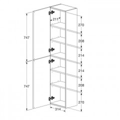 Roca The Gap шкаф-колонна 1500 мм, 345x250x1504 мм, белый глянец (Новый артикул)