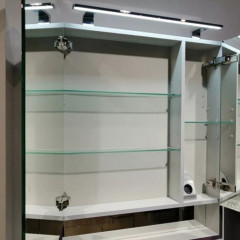 Roca The Gap Original зеркальный шкаф 800 мм, 800x129x850 мм, с LED-светильником, блоком с розеткой, включение от общего выключателя, белый глянец